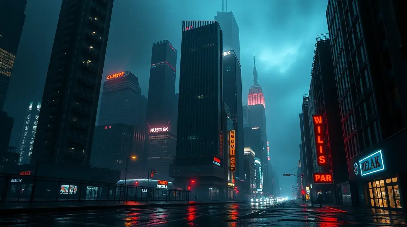 GamePort için neon mavi ve amber atmosferde kahraman görseli