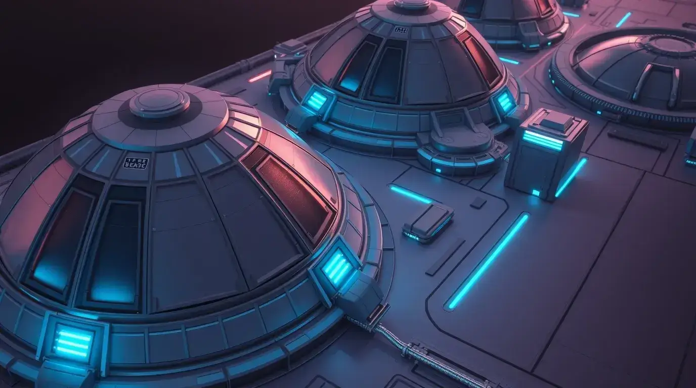 Uzay kolonisi yönetim simülasyonu görseli